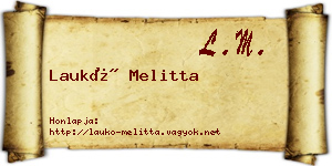 Laukó Melitta névjegykártya